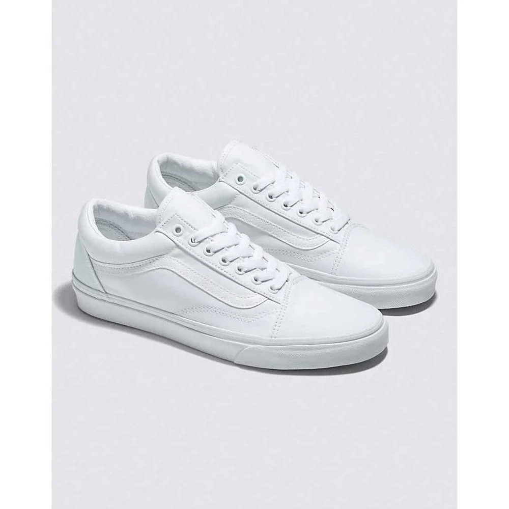 Vans Old Skool Classic Kids 3 White Canvas Sneakers Low Top Lace Up‎ Skate Shoes